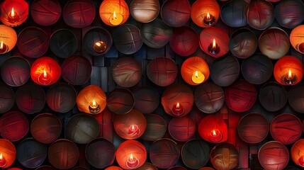 Diwali Background with Tiny Diyas Oil Lamps Arranged Neatly, Perfect for Festive Indian Celebrations