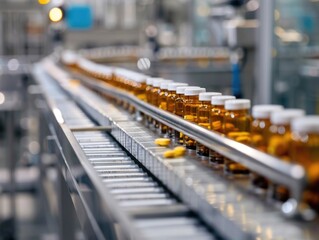 industrial setting, medication packaging line