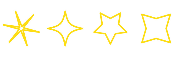 Sparkle Icons set. Twinkle stars collection. Shine star icons. Effect shine, glitter, twinkling and clean. Star sparkle icon. Vector illustration.
