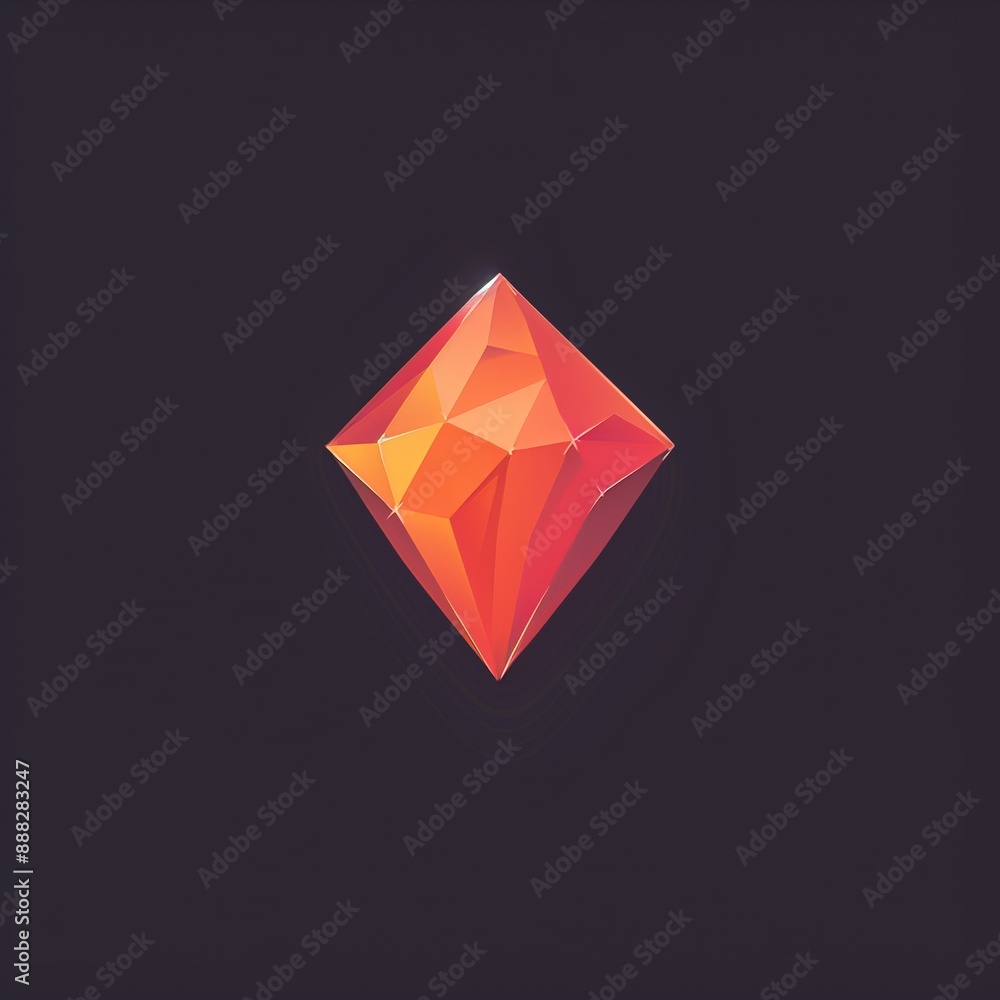 Canvas Prints Radiant Geometric Red and Orange Diamond Gemstone