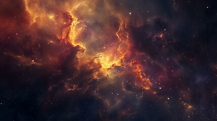 Enchanting depiction of a nebula in deep space showcasing a blend of vibrant hues and starry formations against a backdrop of infinite darkness