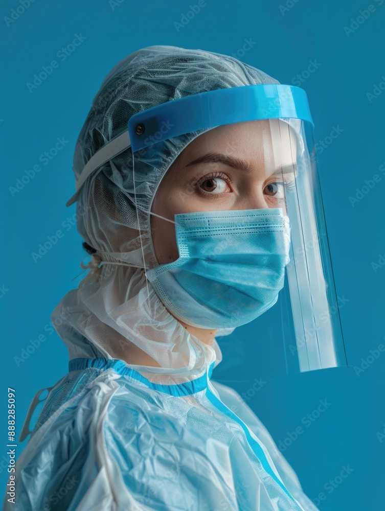 Wall mural professional woman in safety gear, suitable for medical or industrial settings