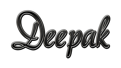 black metal 3d design of Hindi name Deepak on white background.	
