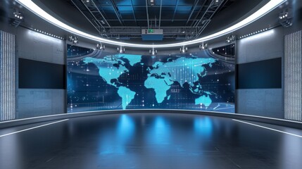 Sophisticated news studio backdrop designed for TV shows