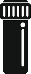 Black glyph icon of a medical test tube, used for laboratory analysis in healthcare and diagnostics