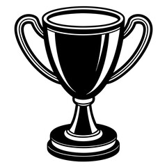 Minimalist illustration of Award cup vector silhouette  on white background.