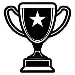 Minimalist illustration of Award cup vector silhouette  on white background.