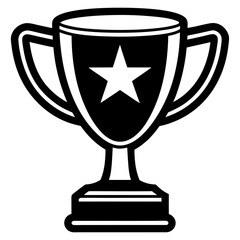 Minimalist illustration of Award cup vector silhouette  on white background.