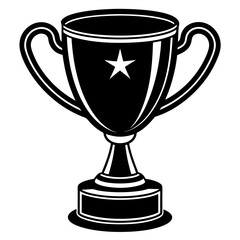 Minimalist illustration of Award cup vector silhouette  on white background.