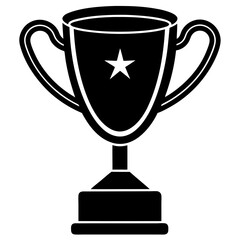 Minimalist illustration of Award cup vector silhouette  on white background.