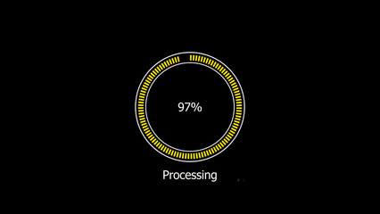 97% circle loading icon Infographics background. Abstract storage pie chart symbol background illustration.