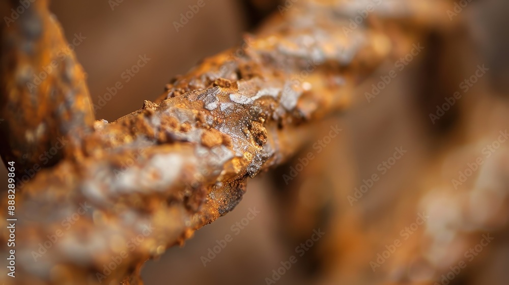 Poster an extreme close-up view of a heavily corroded metal surface, portraying the intense texture and int