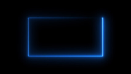 Glowing Neon light rectangle frame loading icon background in retro style, 4k illustration.	