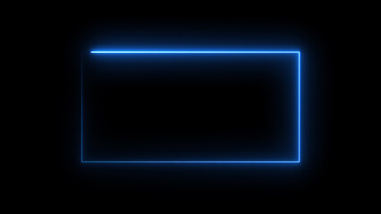 Glowing Neon light rectangle frame loading icon background in retro style, 4k illustration.	