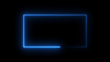 Glowing Neon light rectangle frame loading icon background in retro style, 4k illustration.	