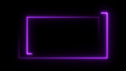 Glowing Neon light rectangle frame loading icon background in retro style, 4k illustration.	