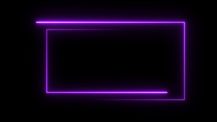 Neon light blue purple rectangle frame loading icon background in retro style, 4k illustration.	