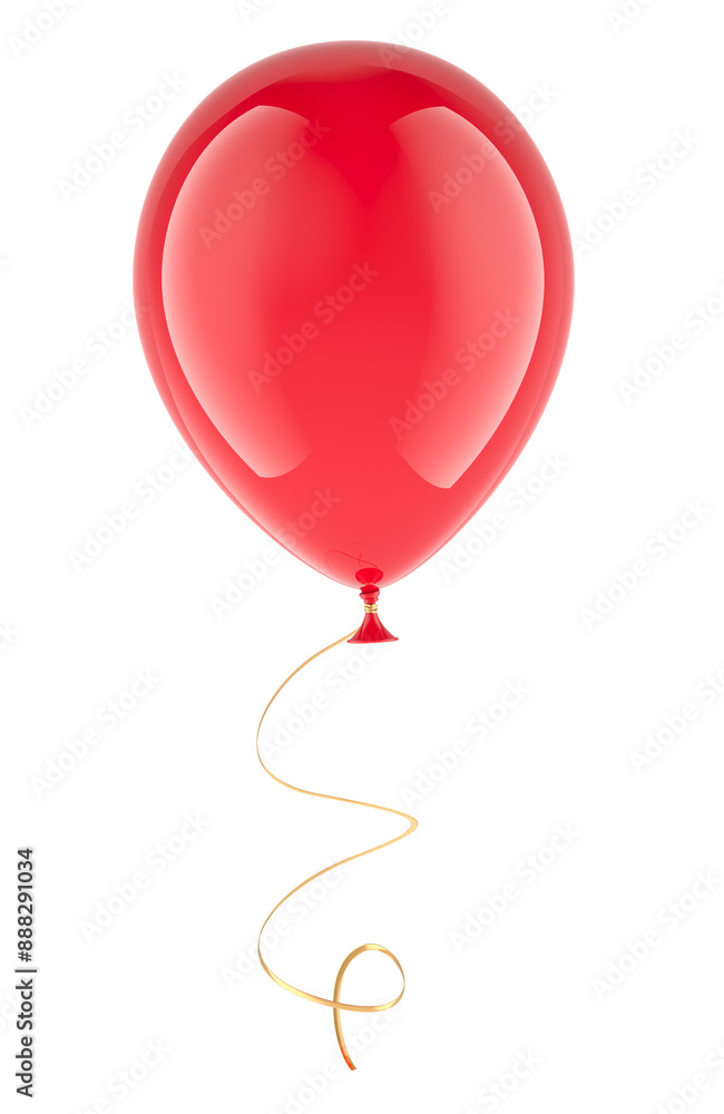 Poster red party balloon, 3d rendering isolated on transparent background