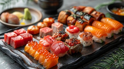 Modern Scandinavian seafood market fresh catches like salmon herring Arctic char served aquavit Nordic inspired dishes depicted hyper realistic detail against backdrop of fjords wooden fishing boats