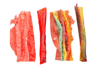 Sweet Fruit Flavored Freeze Dried Fruit Leather Isolated on a White Background