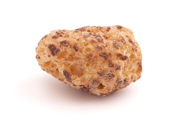 Crunchy Freeze Dried Milk Chocolate Covered Caramel Disks Isolated on White Background