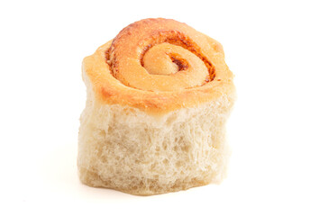 Unfrosted Homemade Bready Cinnamon Roll Buns Isolated on a White Background