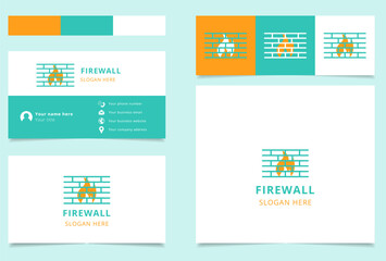 Firewall logo concept featuring a brick wall stopping a fire