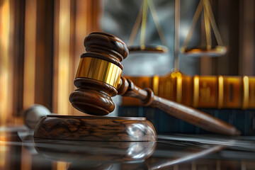 Concept of labor legislation Gavel with sturdy construction. 