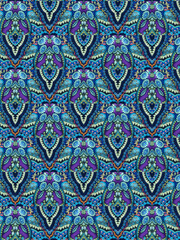 Peacock Green blue Flower mandala ornament banner Textured background. Ornate illustration.