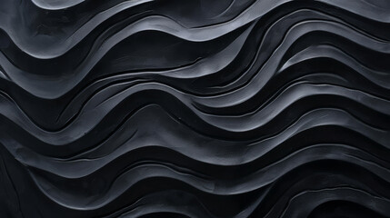Obraz premium Abstract pattern with smooth wavy lines in various shades of black and dark gray, texture for background.