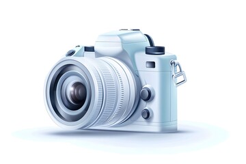 High-quality digital camera with modern design and detailed lens on clean white background