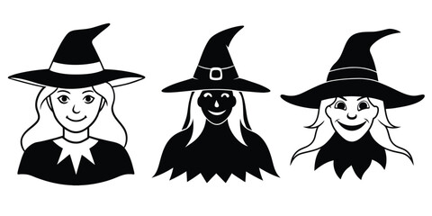 Collection of halloween silhouettes and character elements for halloween vector illustration