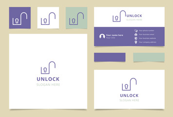 Minimalist unlock logo showing open padlock for security business