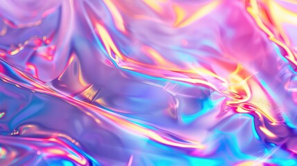 Holographic neon foil background with iridescent colors and space for text