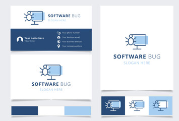 Software bug logo design featuring a bug infecting a computer screen