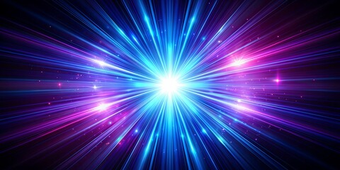 Fototapeta premium Blue and Purple Light Rays Burst, Abstract Background, Digital Art, Neon, Glowing , abstract , light