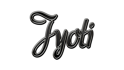 black metal 3d design of Hindi name Jyoti on white background.	

