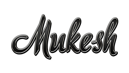black metal 3d design of Hindi name Mukesh on white background.	
