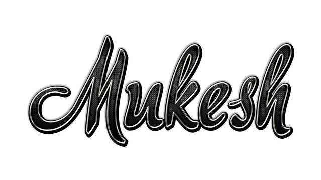 black metal 3d design of Hindi name Mukesh on white background.	

