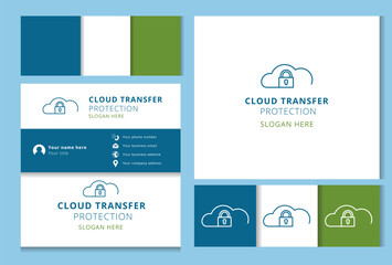 Cloud transfer protection business card design featuring a cloud and lock icon