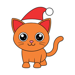 Baby cat with Santa hat vector illustration.