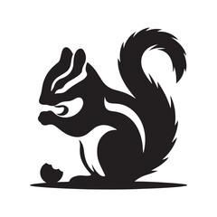 Chipmunk silhouette vector art illustration.
