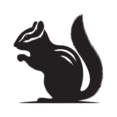Chipmunk silhouette vector art illustration.