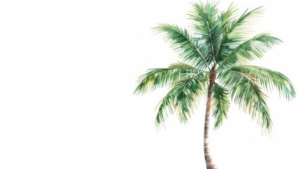 Naklejka premium A palm tree visualized with tall watercolor fronds isolate on white background