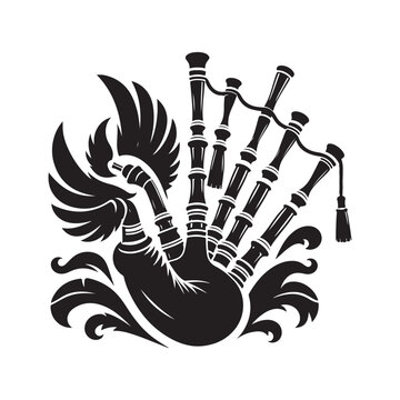 black bagpipes with decorative elements clip art preview