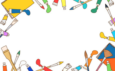 画材道具のフレームイラスト