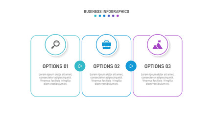 Horizontal progress bar featuring 3 arrow-shaped elements, symbolizing three six stages of business strategy and progression. Clean timeline infographic design template. Vector for presentation