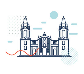 Fototapeta premium The Basilica Metropolitan Cathedral of Lima and Primate of Peru - Stock Illustration
