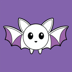 Spooky Halloween white bat vector illustration.