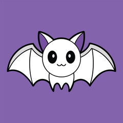 Spooky Halloween white bat vector illustration.